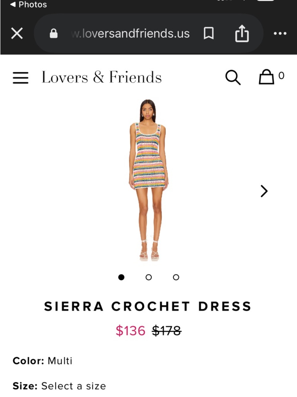 Lovers + Friends Multi-Color Crochet Mini Dress